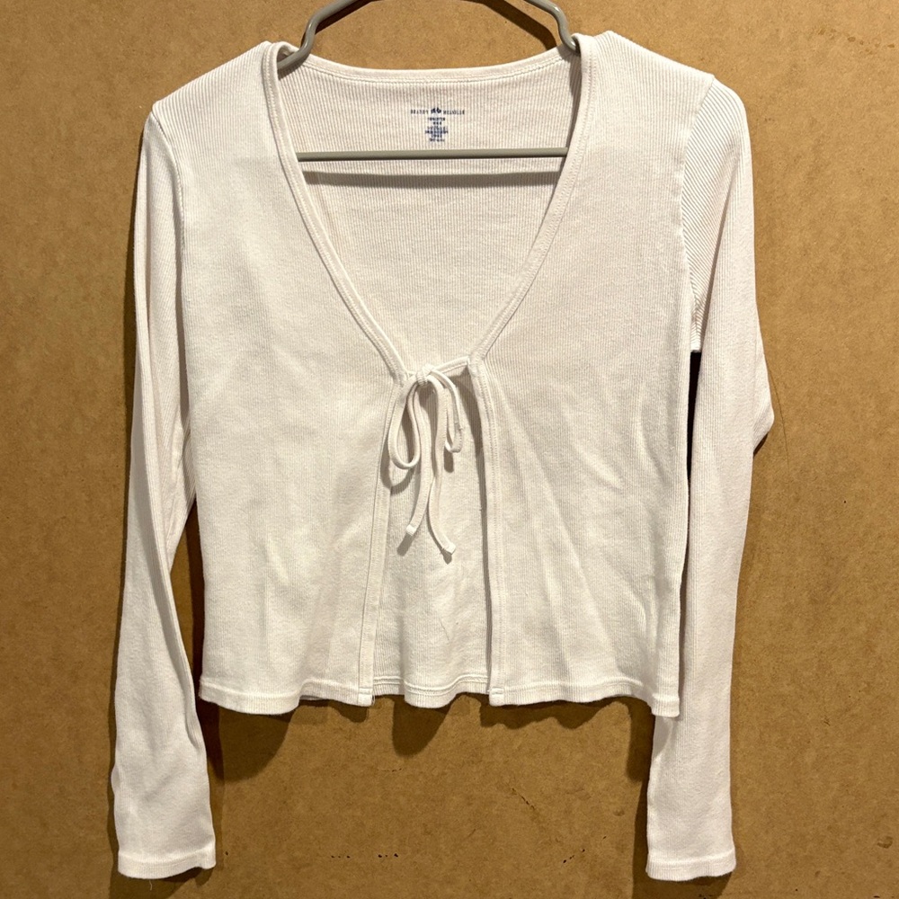 Brandy Melville White V-Neck Blouse